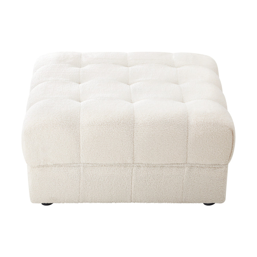 Oikiture 1 Seater Boucle Modular Ottoman Lounge Chair Armless White