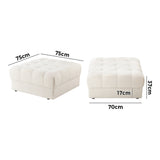 Oikiture 1 Seater Boucle Modular Ottoman Lounge Chair Armless White - Side View
