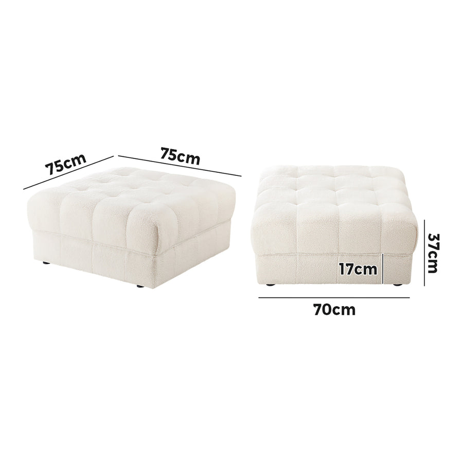 Oikiture 1 Seater Boucle Modular Ottoman Lounge Chair Armless White