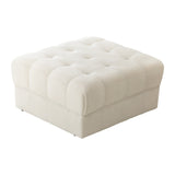 Oikiture 1 Seater Boucle Modular Ottoman Lounge Chair Armless White - Top-Down View