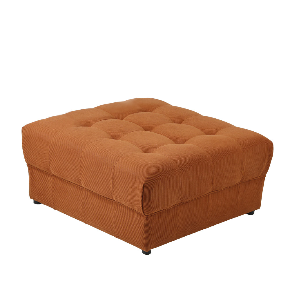 Oikiture 1 Seater Velvet Modular Ottoman Armless TOFU Brown