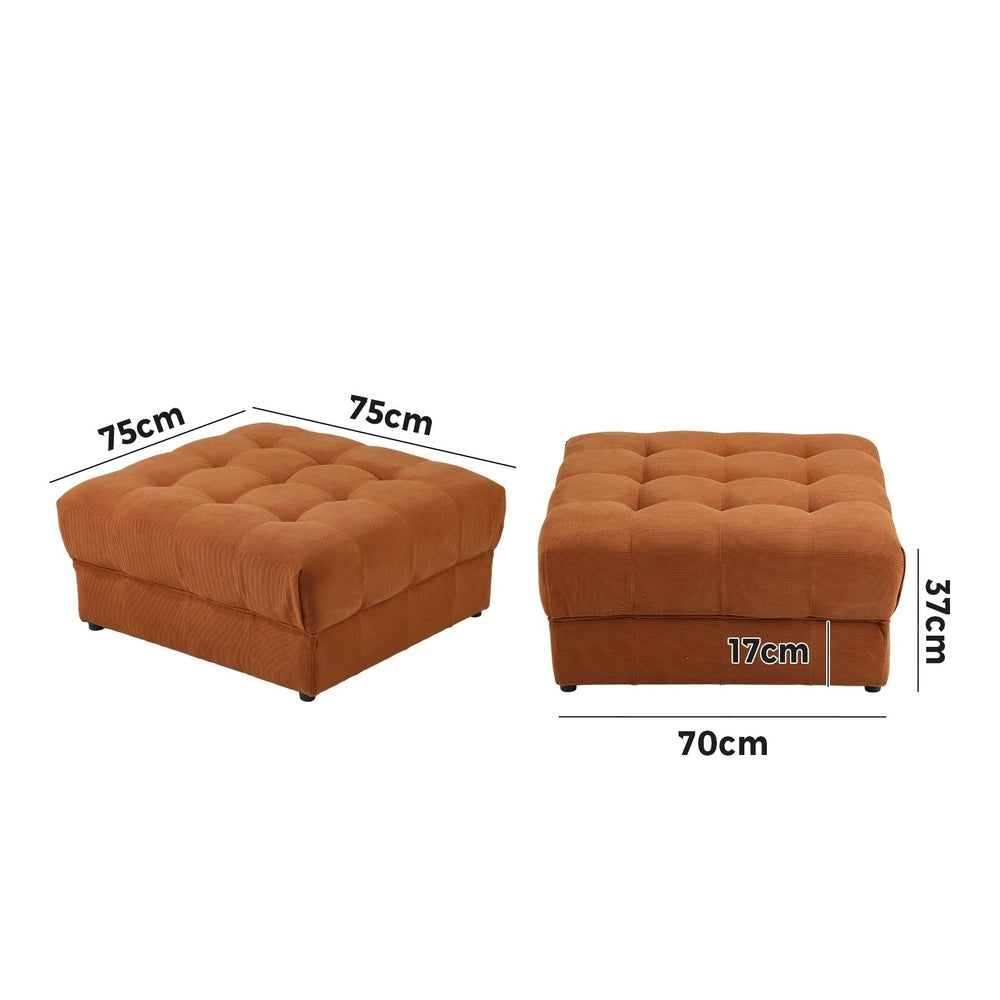 Oikiture 1 Seater Velvet Modular Ottoman Armless TOFU Brown
