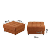Oikiture 1 Seater Velvet Modular Ottoman Armless TOFU Brown - Front View