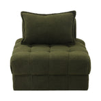 Oikiture 2 Seater Boucle Modular Sofa Armless TOFU Back Green