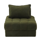 Oikiture 2 Seater Boucle Modular Sofa Armless TOFU Back Green - Front View