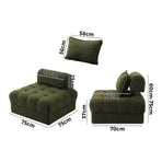 Oikiture 2 Seater Boucle Modular Sofa Armless TOFU Back Green