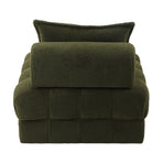 Oikiture 2 Seater Boucle Modular Sofa Armless TOFU Back Green