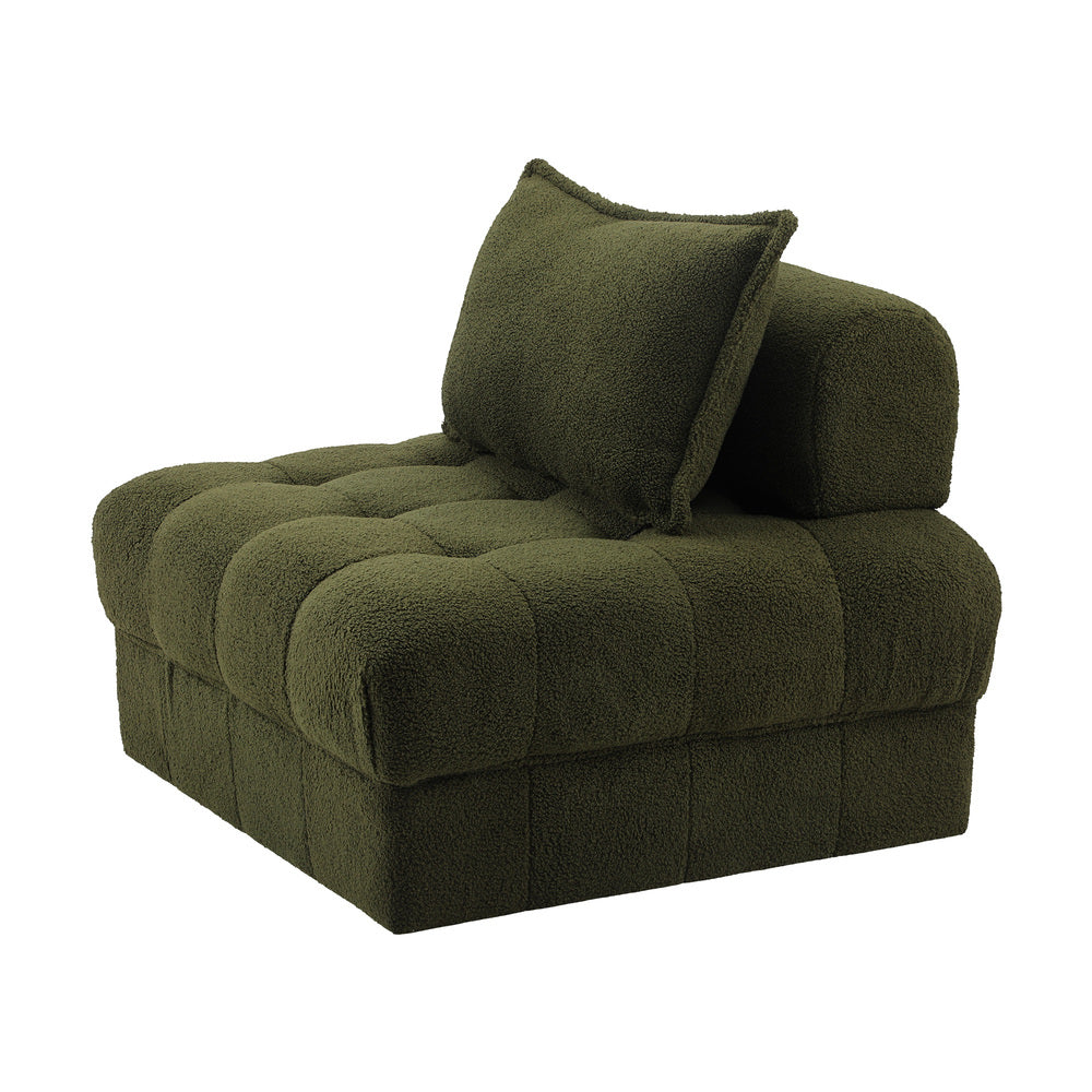 Oikiture 3 Seater Boucle Modular Sofa Armless TOFU Back Green