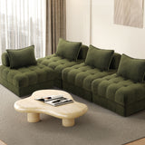 Oikiture 4 Seater Boucle Modular Sofa Armless TOFU Back Green