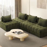 Oikiture 4 Seater Boucle Modular Sofa Armless TOFU Back Green - Front View