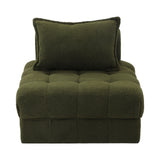 Oikiture 4 Seater Boucle Modular Sofa Armless TOFU Back Green