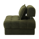 Oikiture 4 Seater Boucle Modular Sofa Armless TOFU Back Green