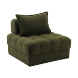 Oikiture 1 Seater Boucle Modular Sofa Armless TOFU Back Green
