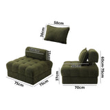 Oikiture 1 Seater Boucle Modular Sofa Armless TOFU Back Green - Front View