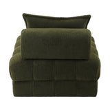 Oikiture 1 Seater Boucle Modular Sofa Armless TOFU Back Green - Low Angle