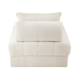Oikiture 1 Seater Boucle Modular Sofa Lounge Chair Armless White