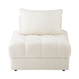 Oikiture 2 Seater Boucle Modular Sofa Lounge Chair Armless White - Rear View