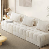 Oikiture 3 Seater Boucle Modular Sofa Lounge Chair Armless White - Side View