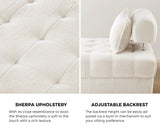 Oikiture 3 Seater Boucle Modular Sofa Lounge Chair Armless White