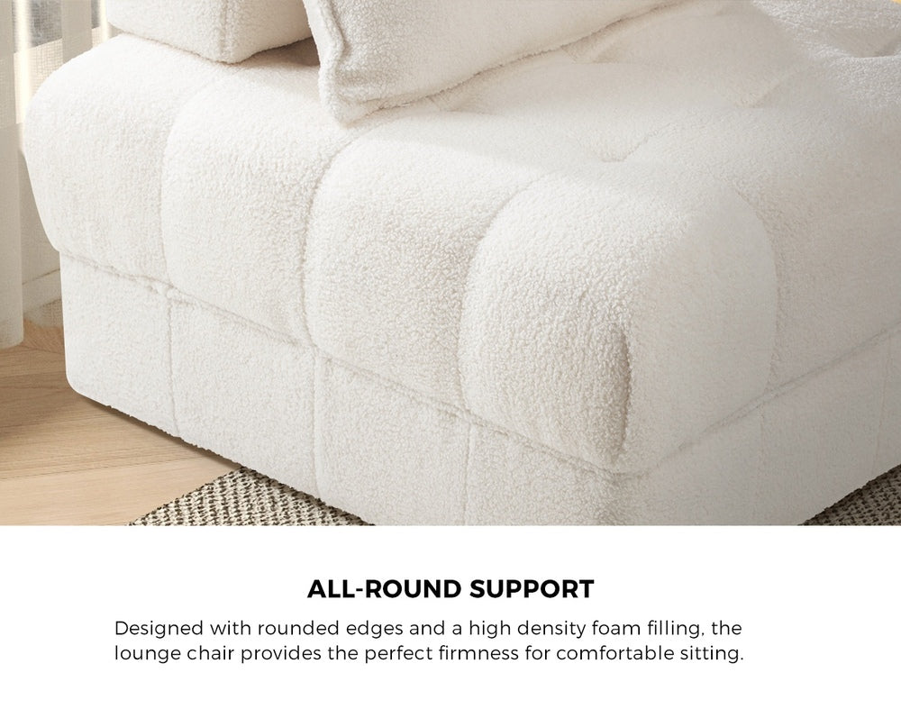Oikiture 4 Seater Boucle Modular Sofa Lounge Chair Armless White