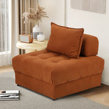 Oikiture 1 Seater Velvet Modular Sofa Lounge Chair with Backrest Brown - Low Angle