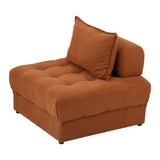Oikiture 1 Seater Velvet Modular Sofa Lounge Chair with Backrest Brown - Close-Up Angle