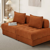 Oikiture 2 Seater Velvet Modular Sofa Lounge Chair with Backrest Brown