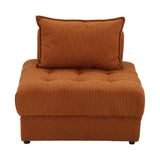 Oikiture 3 Seater Velvet Modular Sofa Lounge Chair with Backrest Brown - Side View