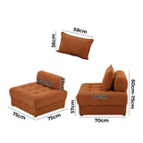 Oikiture 3 Seater Velvet Modular Sofa Lounge Chair with Backrest Brown - Extra Image