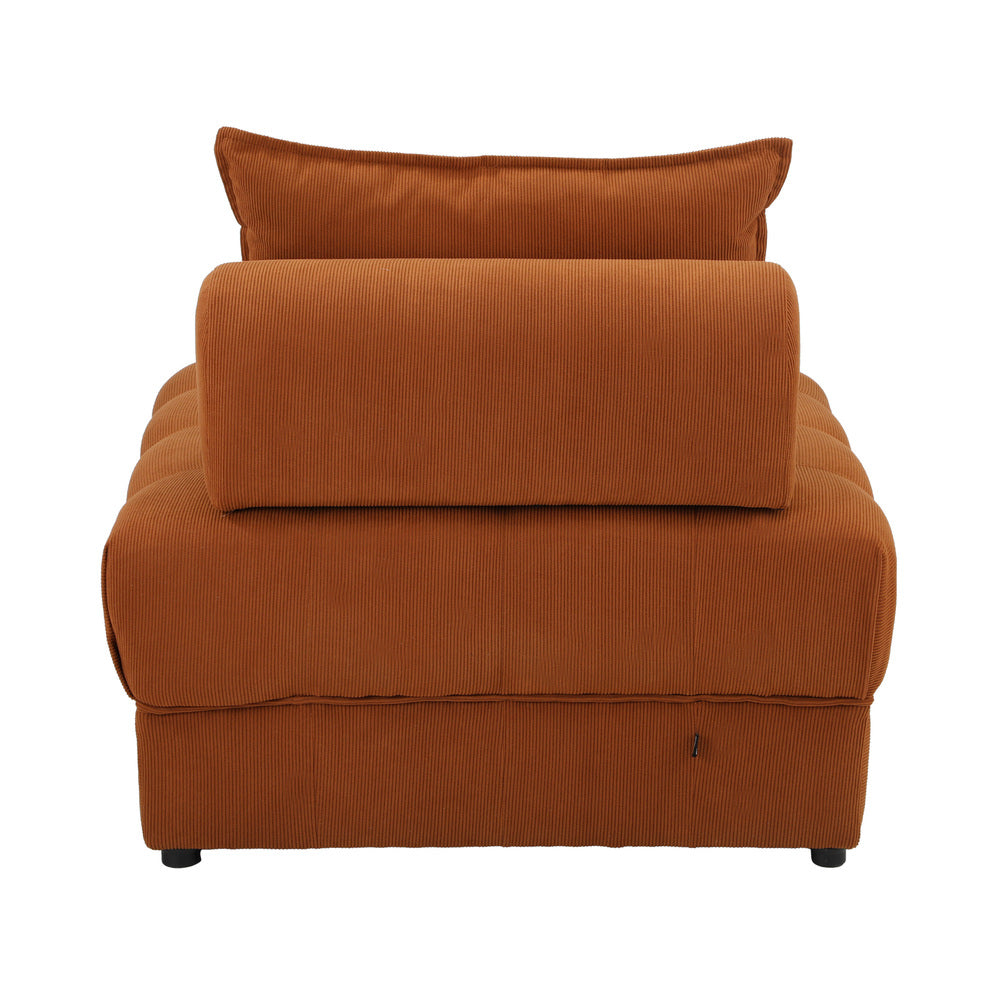 Oikiture 3 Seater Velvet Modular Sofa Lounge Chair with Backrest Brown