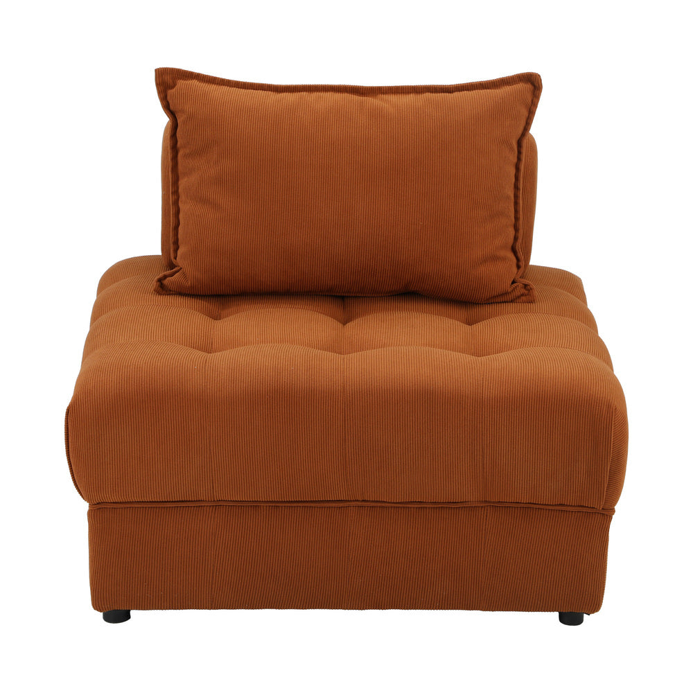 Oikiture 4 Seater Velvet Modular Sofa Lounge Chair with Backrest Brown
