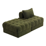 Oikiture 2 Seater Boucle Modular Sofa & Ottoman Set Green