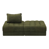 Oikiture 2 Seater Boucle Modular Sofa & Ottoman Set Green - Extra Image
