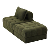 Oikiture 2 Seater Boucle Modular Sofa & Ottoman Set Green - Rear View