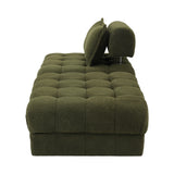 Oikiture 2 Seater Boucle Modular Sofa & Ottoman Set Green