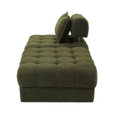 Oikiture 2 Seater Boucle Modular Sofa & Ottoman Set Green - 45-Degree Angle