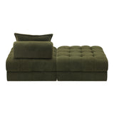 Oikiture 2 Seater Boucle Modular Sofa & Ottoman Set Green