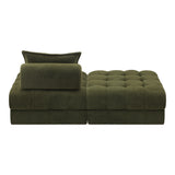 Oikiture 2 Seater Boucle Modular Sofa & Ottoman Set Green - Close-Up Angle