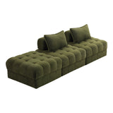 Oikiture 3 Seater Boucle Modular Sofa & Ottoman Set Green