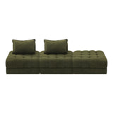 Oikiture 3 Seater Boucle Modular Sofa & Ottoman Set Green - Side View