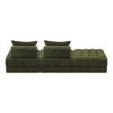 Oikiture 3 Seater Boucle Modular Sofa & Ottoman Set Green - Extra Image