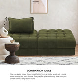 Oikiture 3 Seater Boucle Modular Sofa & Ottoman Set Green - 45-Degree Angle