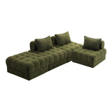 Oikiture 4 Seater Boucle Modular Sofa & Ottoman Set Green