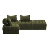 Oikiture 4 Seater Boucle Modular Sofa & Ottoman Set Green - Rear View