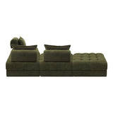 Oikiture 4 Seater Boucle Modular Sofa & Ottoman Set Green - 45-Degree Angle