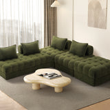 Oikiture 5 Seater Boucle Modular Sofa & Ottoman Set Green - Low Angle