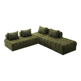 Oikiture 5 Seater Boucle Modular Sofa & Ottoman Set Green