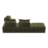 Oikiture 5 Seater Boucle Modular Sofa & Ottoman Set Green - Top-Down View