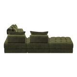 Oikiture 6 Seater Boucle Modular Sofa & Ottoman Set Green - 45-Degree Angle