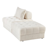 Oikiture 2 Seater Boucle Modular Sofa & Ottoman Set Armless White - Top-Down View